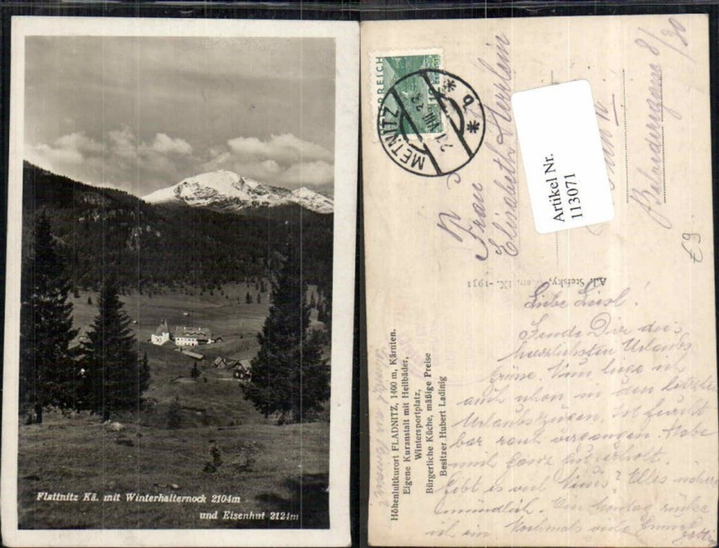 113071, Flattnitz in Carinthia with Winterhalterstock Eisenhut Fladnitz