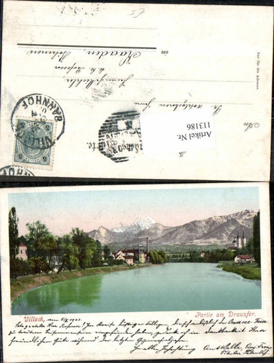 113186,Villach Partie am Drauufer a. Drau 1900 pub Leon 320