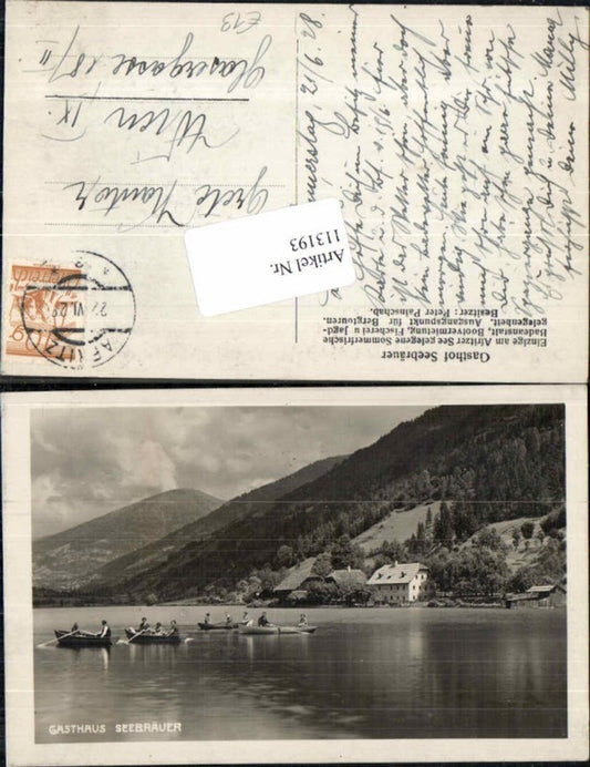 113193,Gasthaus Seebräuer Afritz Afritzersee 1928