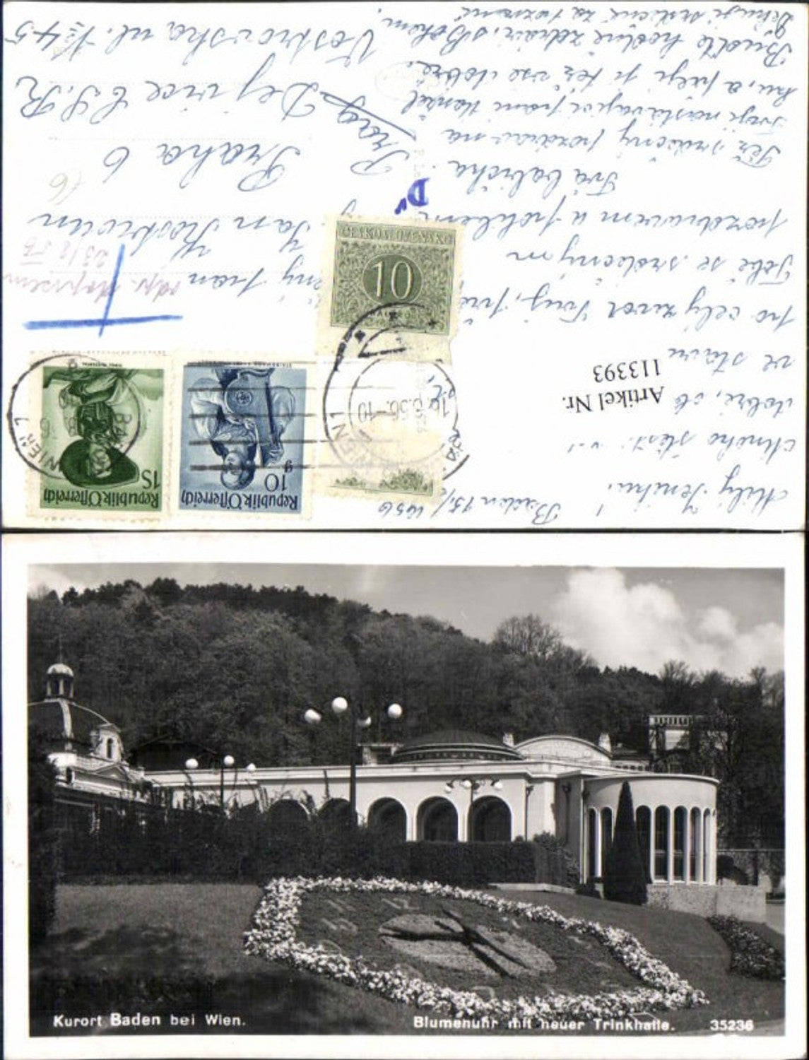 113393,Baden bei Wien Blumenuhr m. Trinkhalle