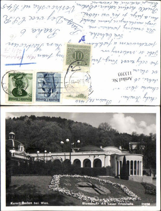 113393,Baden bei Wien Blumenuhr m. Trinkhalle
