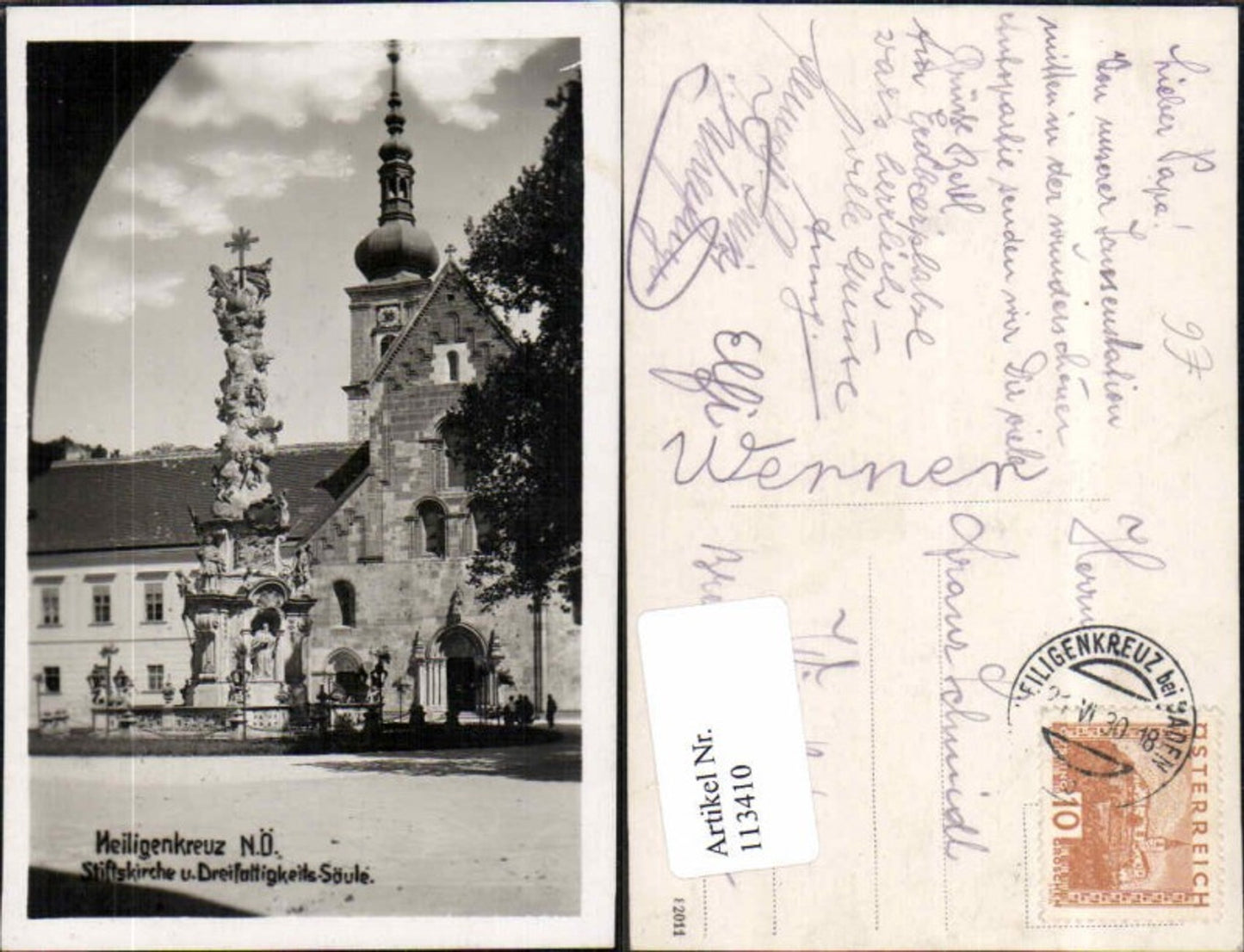 113410,Heiligenkreuz bei Baden Wien Kirche Stift Säule
