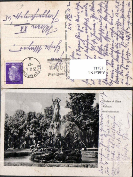 113414,Baden bei Wien Kurpark Udine Brunnen