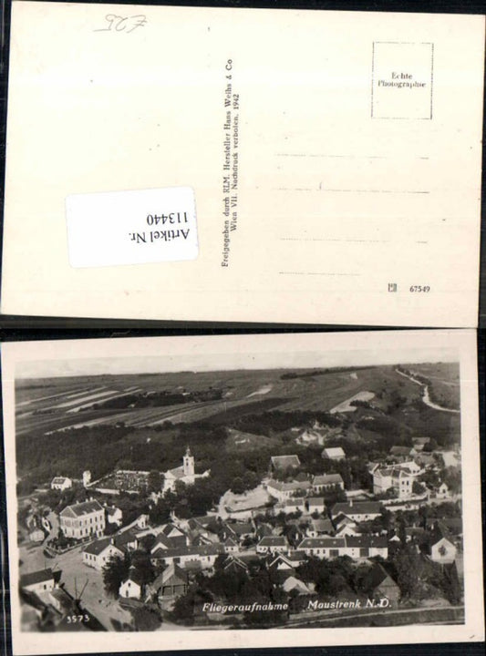113440,seltene Fliegeraufnahme Maustrenk bei Zistersdorf 1935