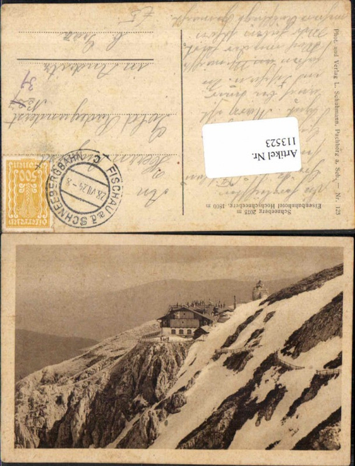 113523,Schneeberg bei Puchberg Eisenbahnhotel 1924