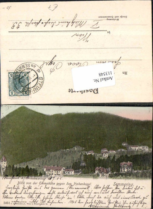 113548,Semmering Blick v.d. Emmahöhe gegen den Pinkenkogel Tolle Ansicht 1900