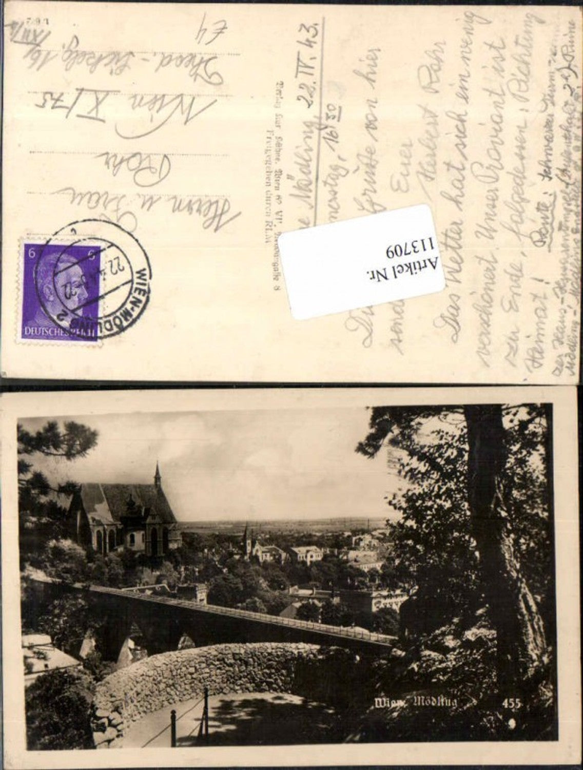 113709,Mödling bei Wien Partie im Ort 1942