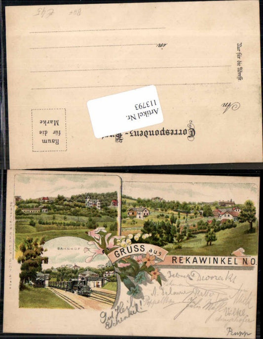 113793,Sehr rare Litho Gruss aus Rekawinkel Pressbaum bei Wien Bahnhof pub Schneider Lux 754