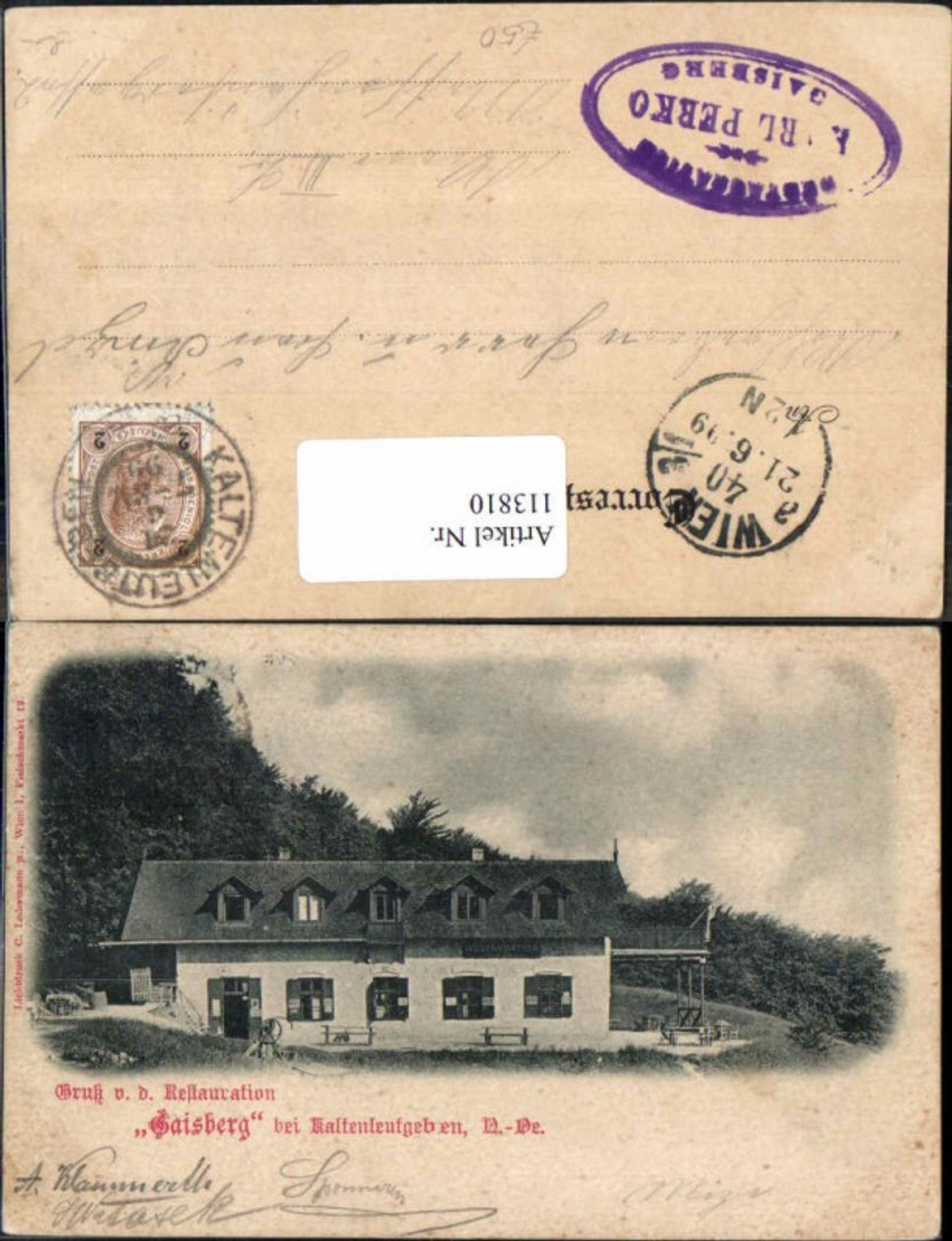 113810,Gruss v.d. Restauration Gaisberg bei Kaltenleutgeben Gasthaus