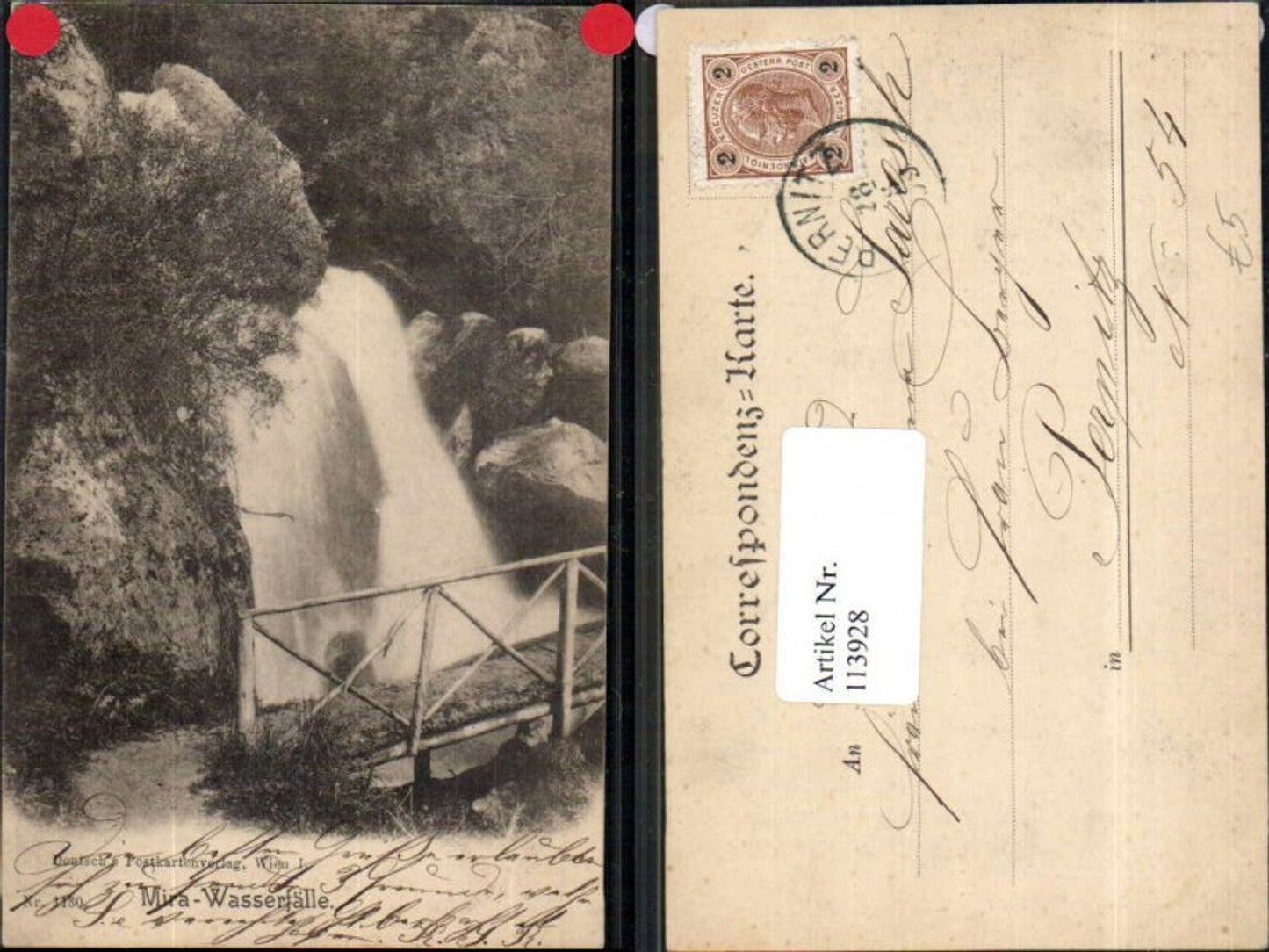 113928,Mira Wasserfälle Wasserfall bei Pernitz 1900