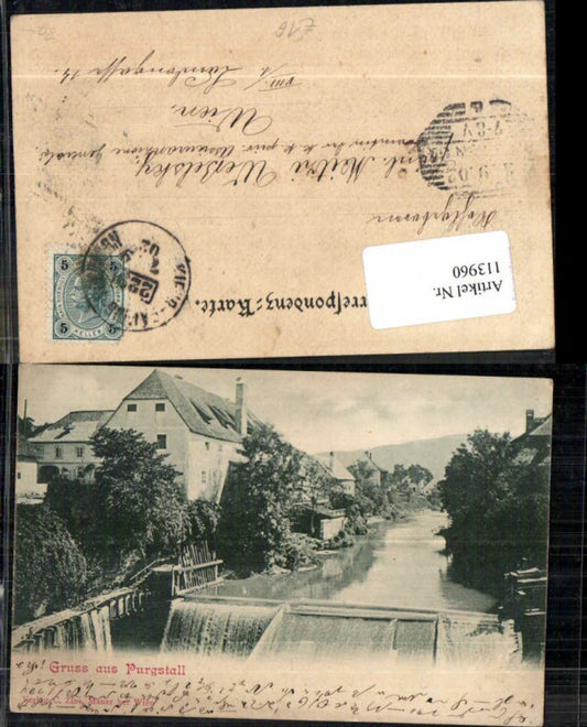 113960,Tolle AK Gruss aus Purgstall a.d. Erlauf 1898 Bahnpost