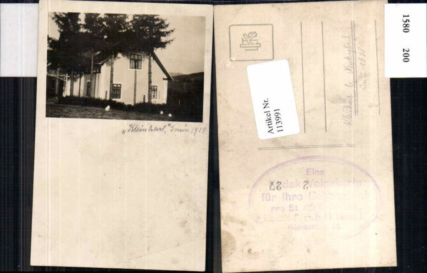 113991,UNIKAT Fotokarte Haus in Kleinhart bei Neulengbach St Pölten 1928