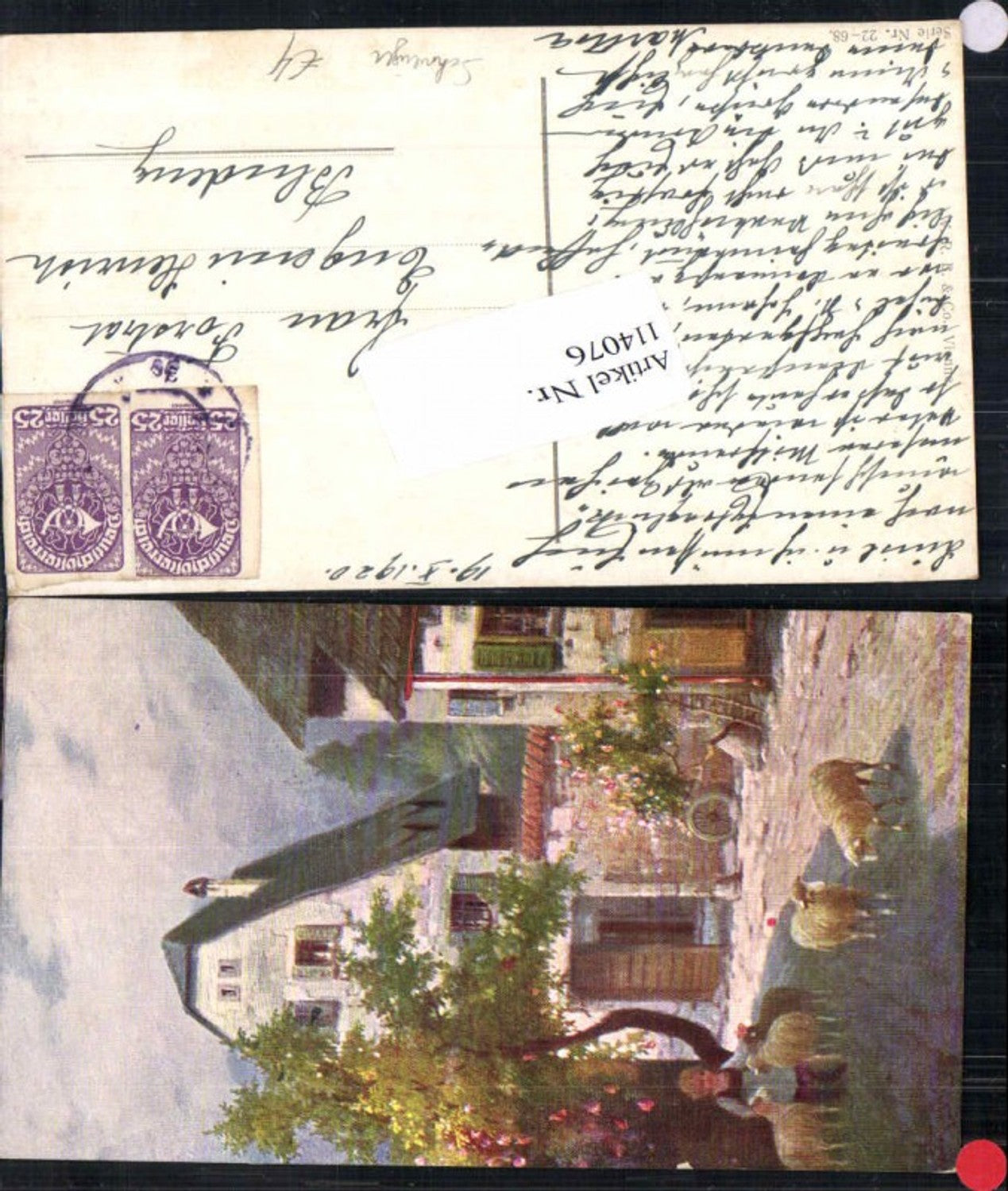 114076,L. Schweiger Sheep with child in the village