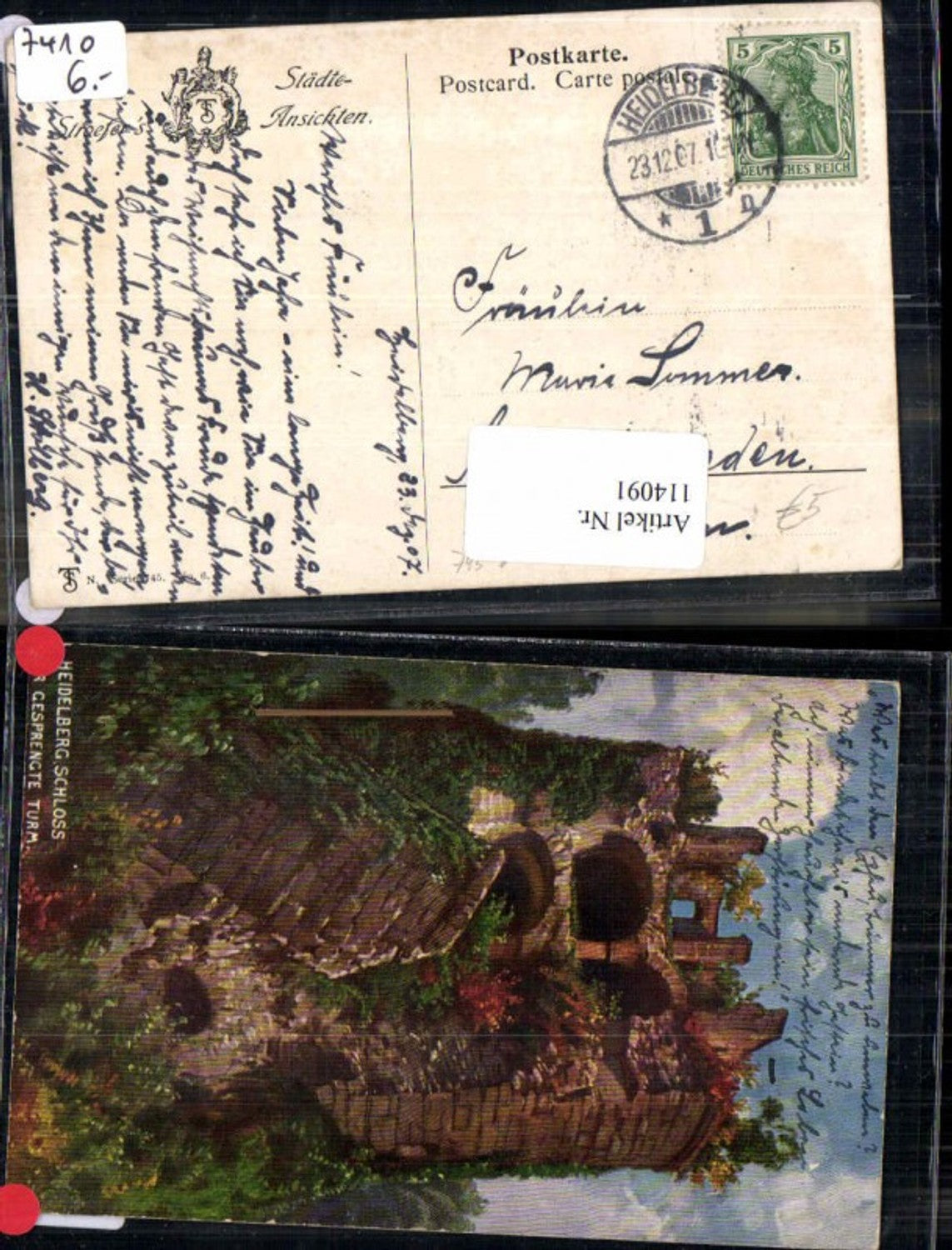114091,Theo Stroefer Nürnberg 745 -6 Städte Ansichten Heidelberg Schloss Turm