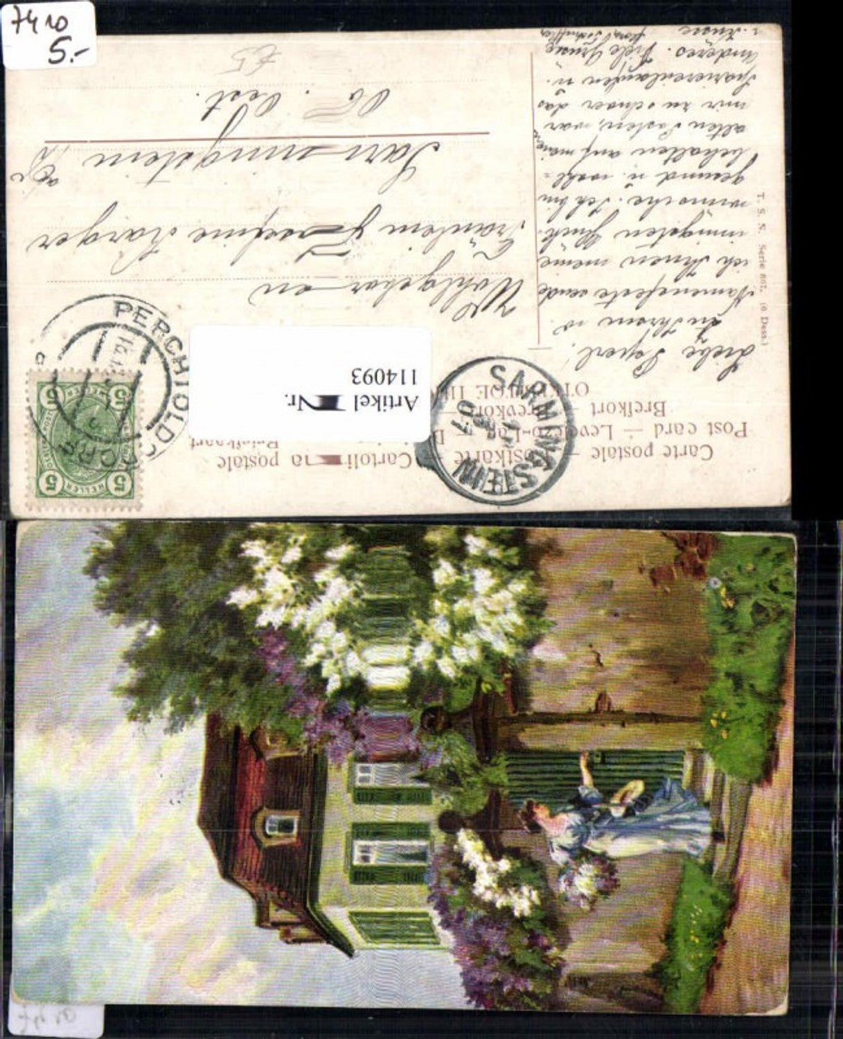114093,Theo Stroefer Nürnberg 667 Frau Gartenzaun Haus Hut
