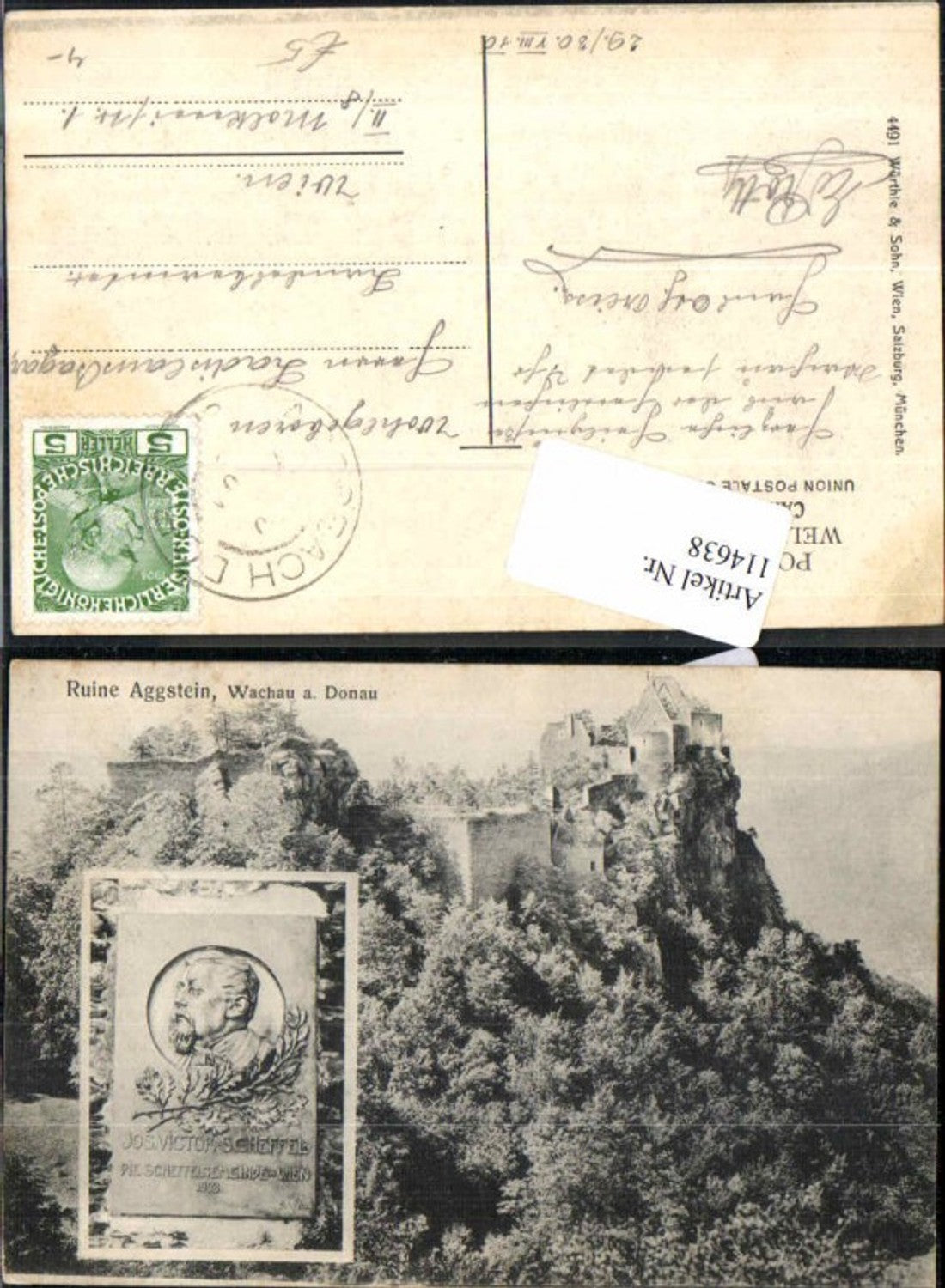 114638,Ruine Aggstein in der Wachau Josef Vic. Scheffel Monument