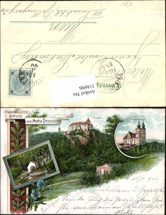 114696,Tolle Litho Gruss aus Maria Dreieichen bei Horn Rosenburg am Kamp 1898