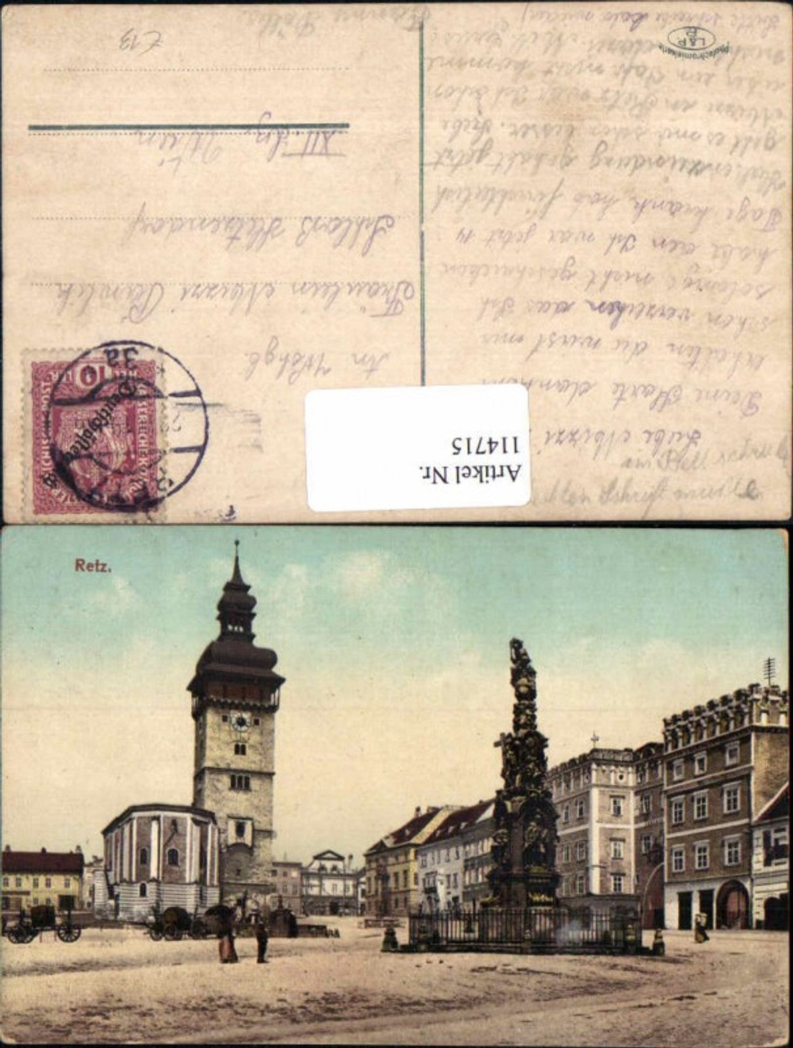 114715, Retz, scene at the market square, 1919