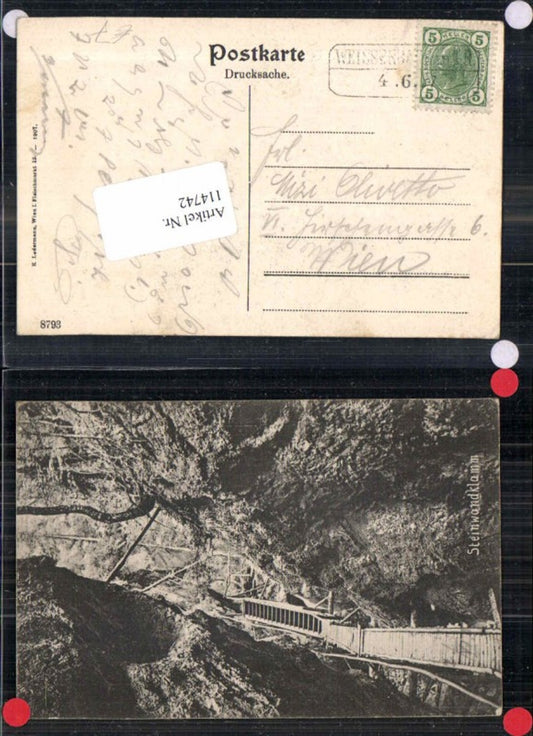 114742,Steinwandklamm bei Weissenbach a.d. Triesting Furth 1907