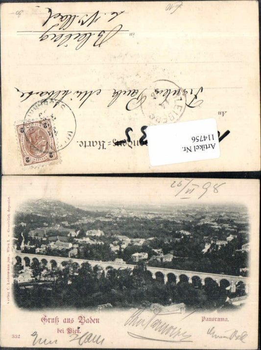 114756,Gruss aus Baden bei Wien Viadukt 1897
