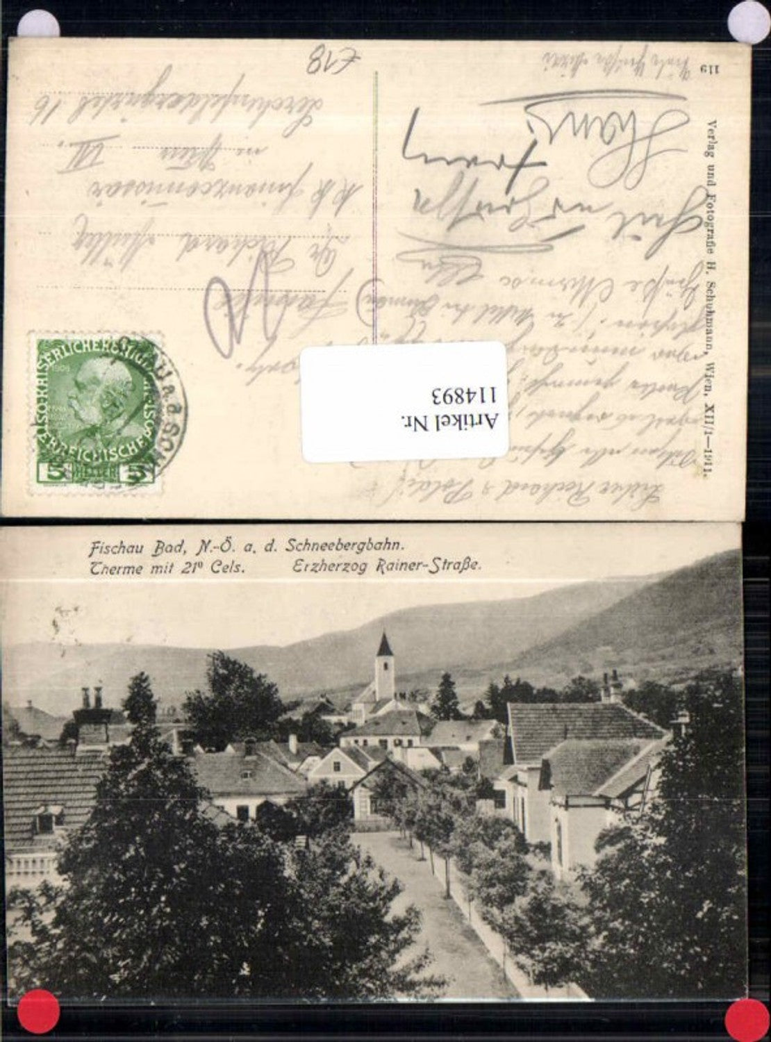 114893,Fischau am Steinfelde Schneebergbahn Erzherzog Rainer Strasse 1911