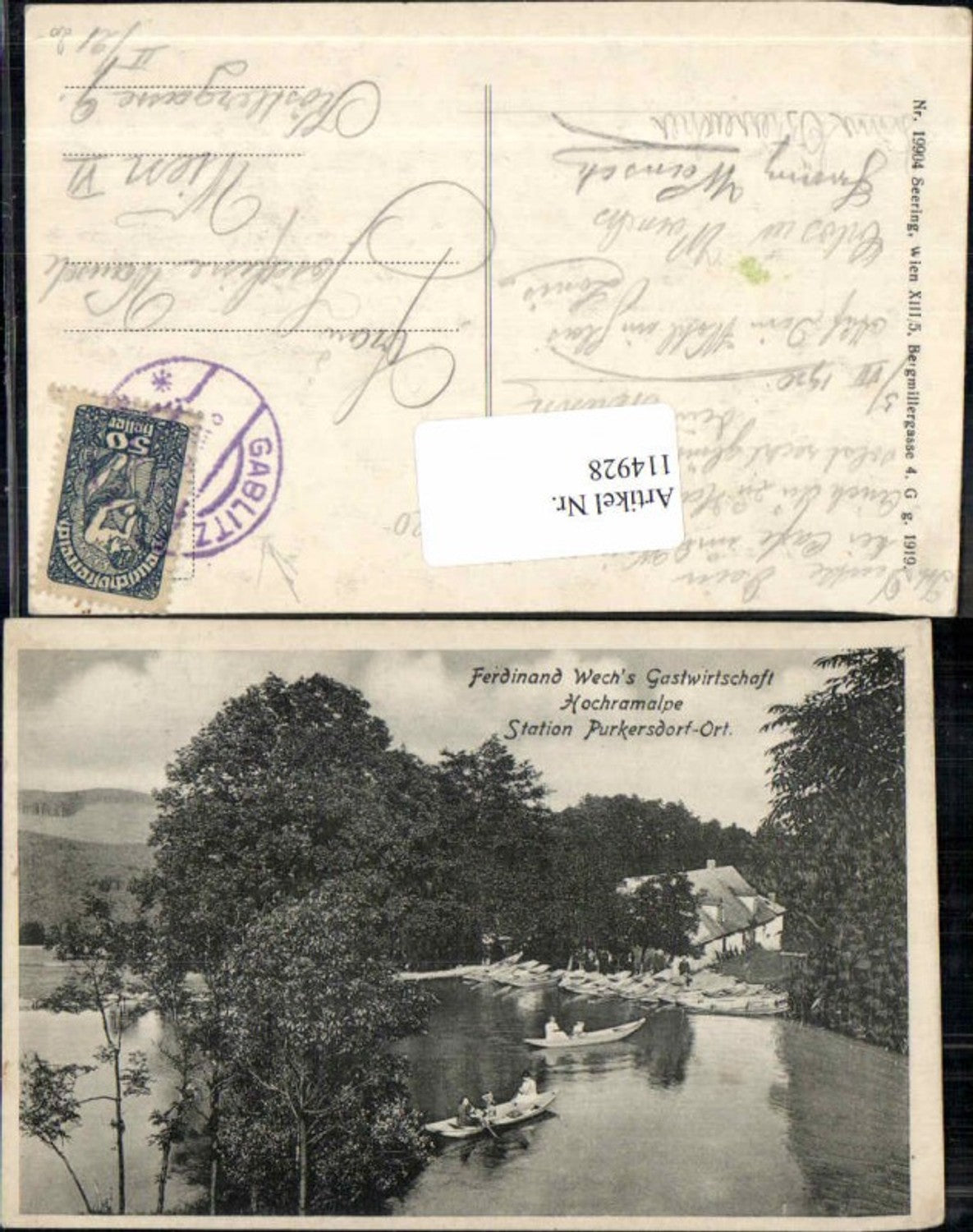 114928,Hochramalpe Ferdinands Wechs Gasthaus b. Purkersdorf 1919 Gablitz Wienerwald