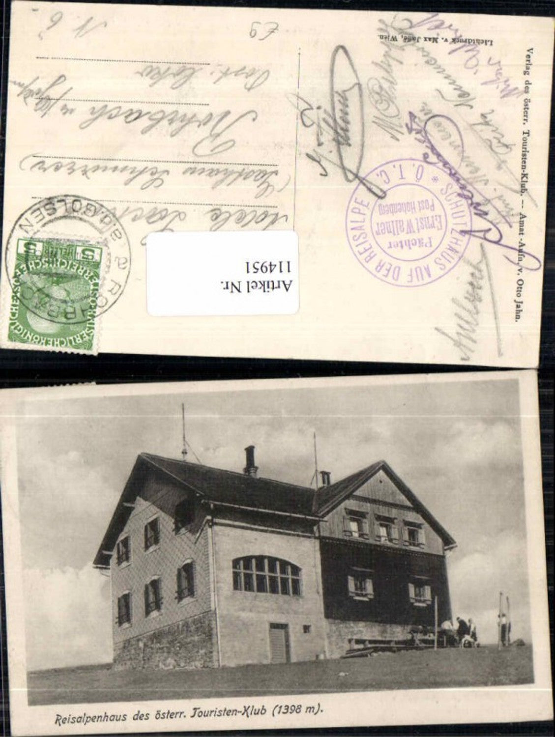 114951,Reisalpenhaus Reisalpe bei Hainfeld Lilienfeld 1908