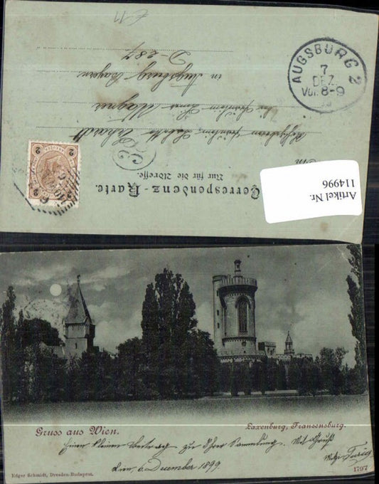 114996,Mond Litho Gruss aus Laxenburg Franzensburg Wien 1897