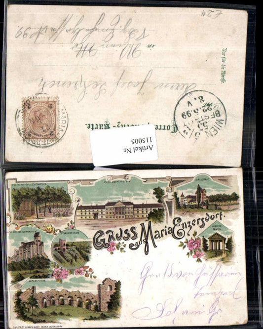 115005,Tolle Litho Gruss aus Maria Enzersdorf bei Mödling Liechtenstein Burg Restauration Carnuntum