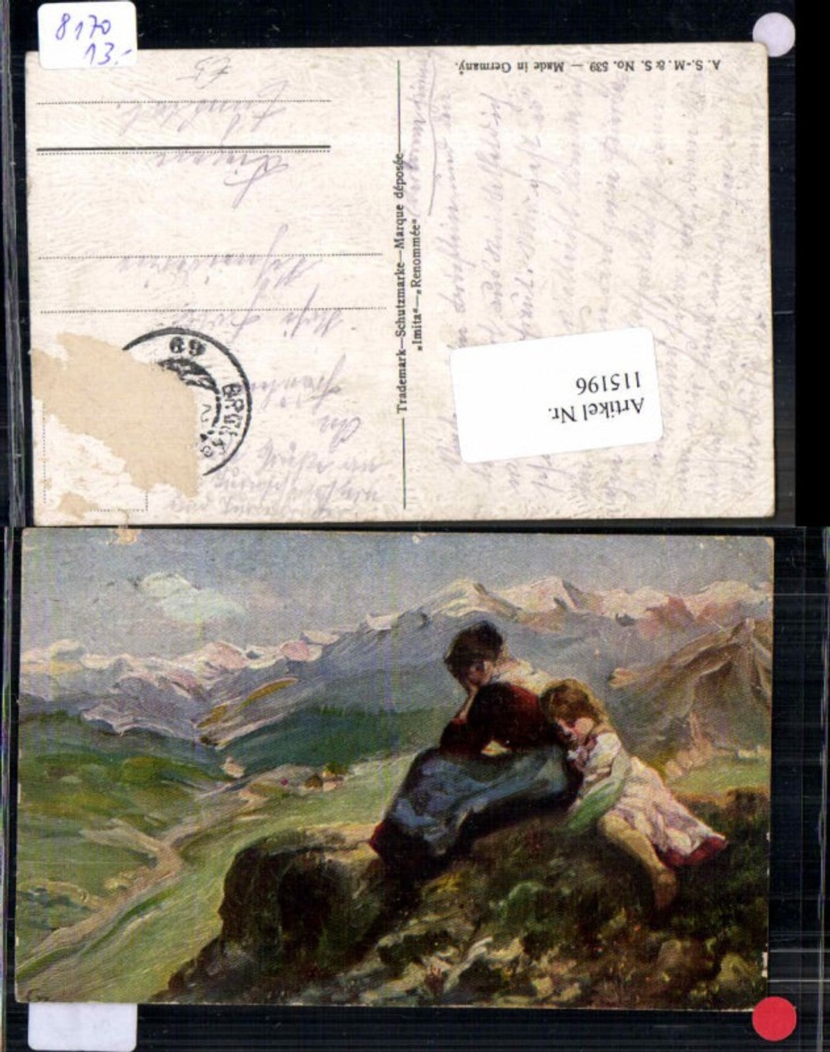 115196,Ölgemälde Imitations AK A.S.M. Imita 539 Berge Kind Mutter weint