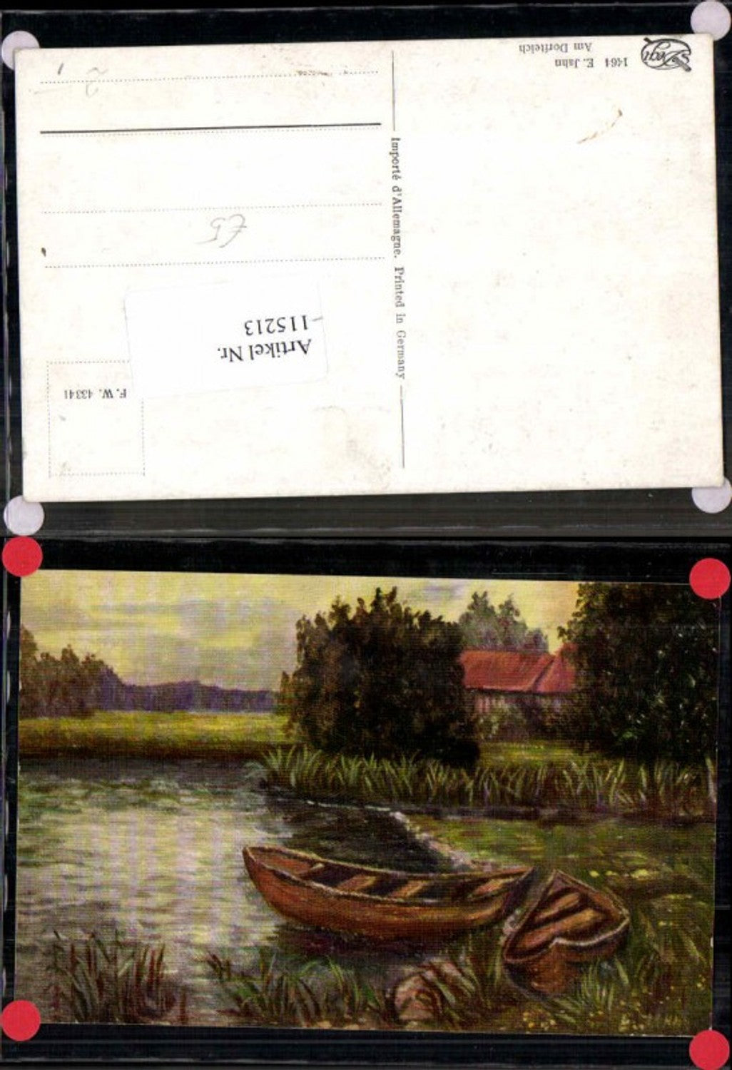 115213,Ölgemälde Imitations AK Degi 1464 E. Jahn Am Dorfteich Boot Teich