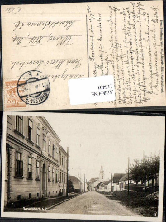 115403,seltene FotoAK Ravelsbach Strassenansicht 1925