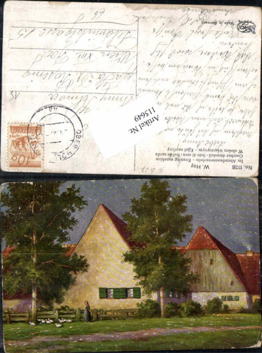 115649,Ölgemälde Imitations AK Degi 1138 W. Hoy Abendsonnenschein