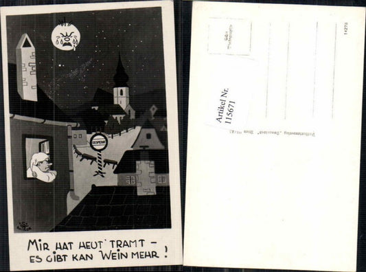 115671,Juxkarte Scherzkarte Wein Mann weint Mond es gibt keinen Wein mehr