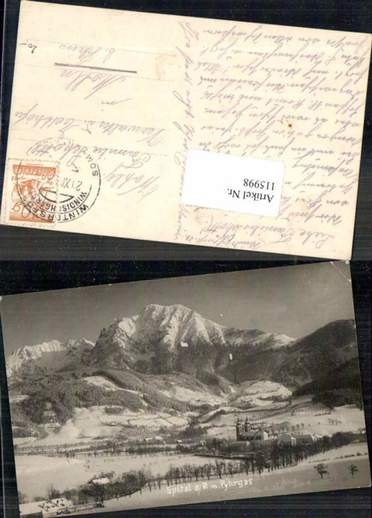 115998,Spital am Pyhrn m. Pyrgas Fotokarte 1907 verschneite Ansicht