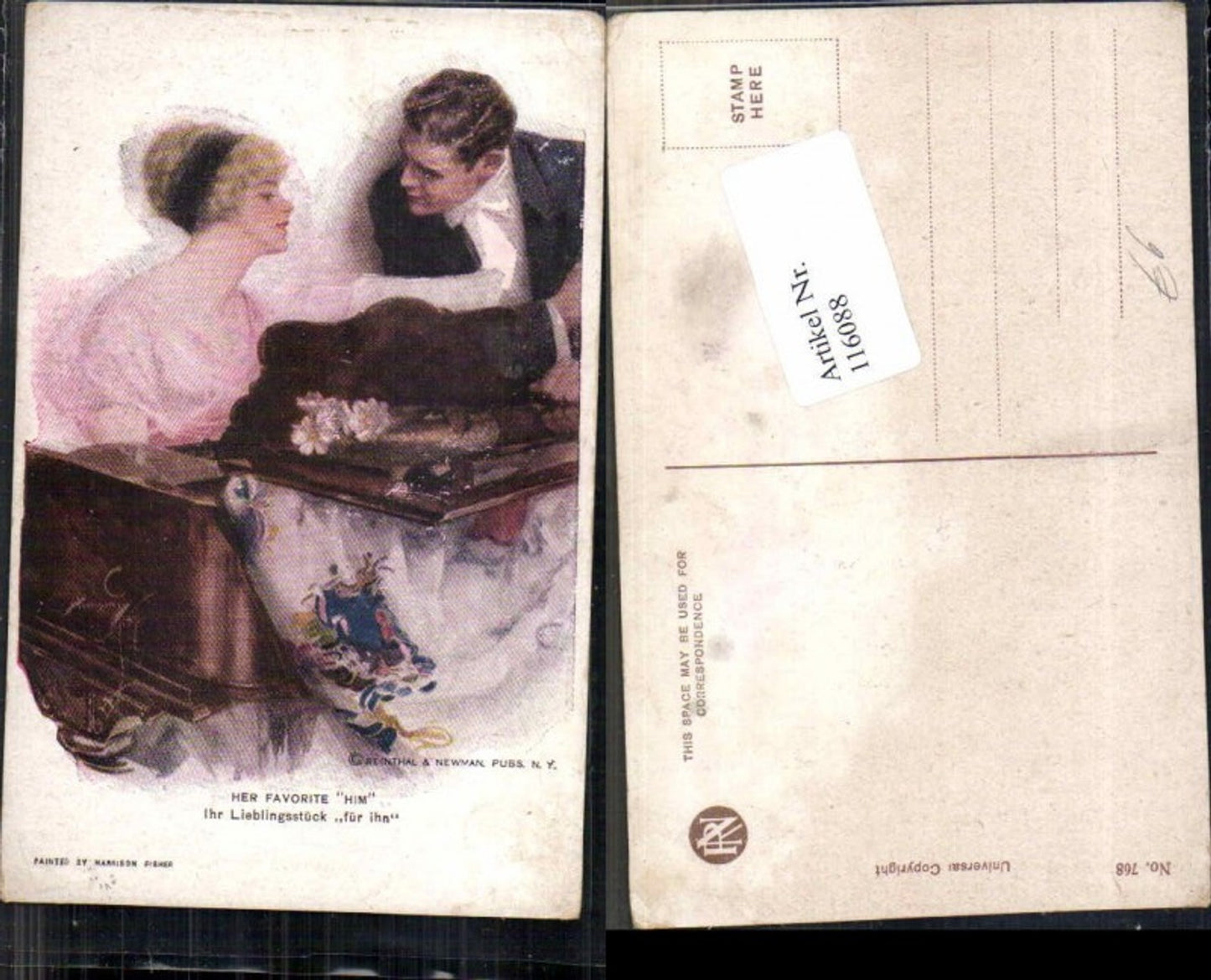 116088,Reinthal & Newman 768 Harrison Fisher sign. Glamour Art Nouveau Girl