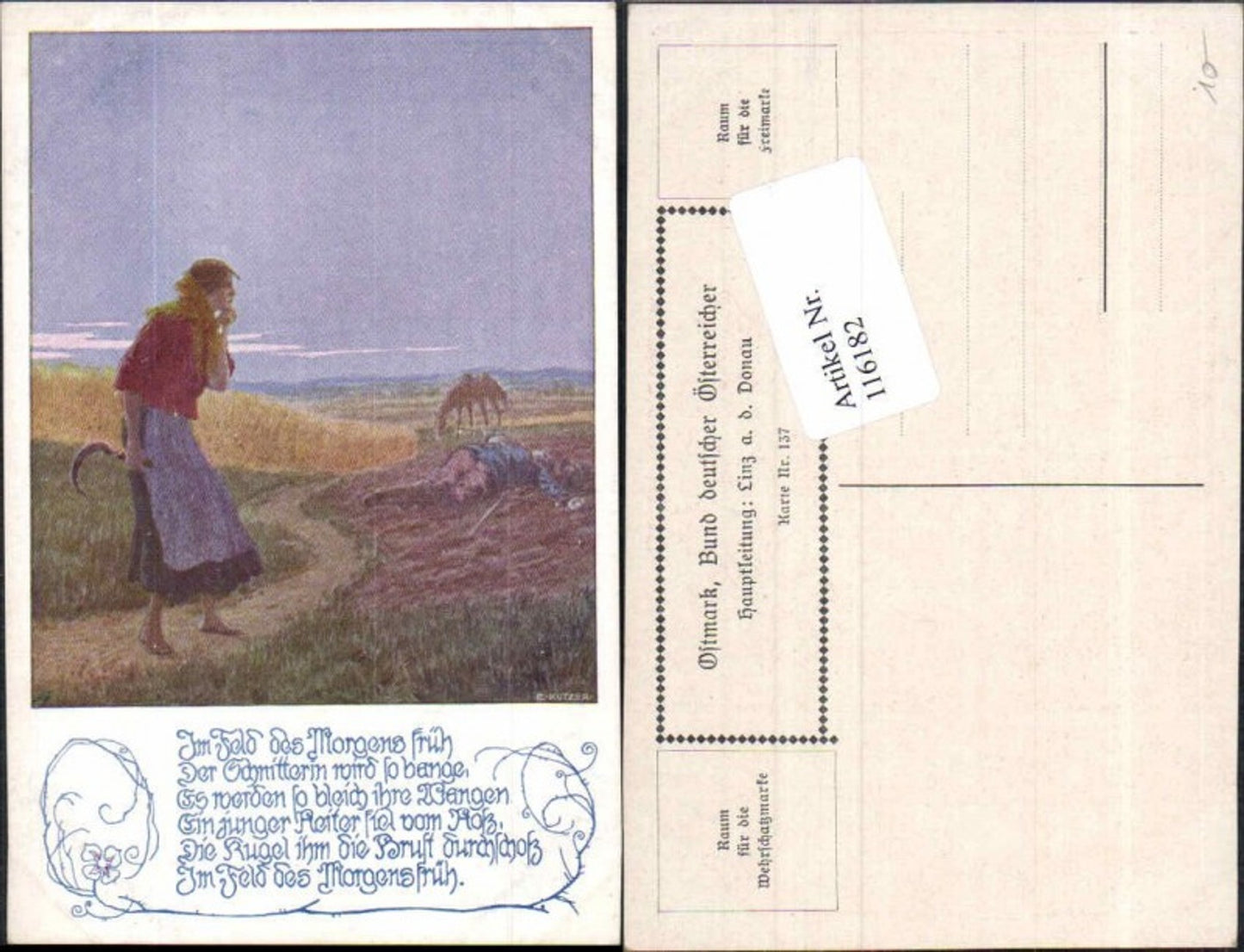 116182,Ostmark Bund Deutscher Österreicher 137 Ernst Kutzer Soldat Tot am feld