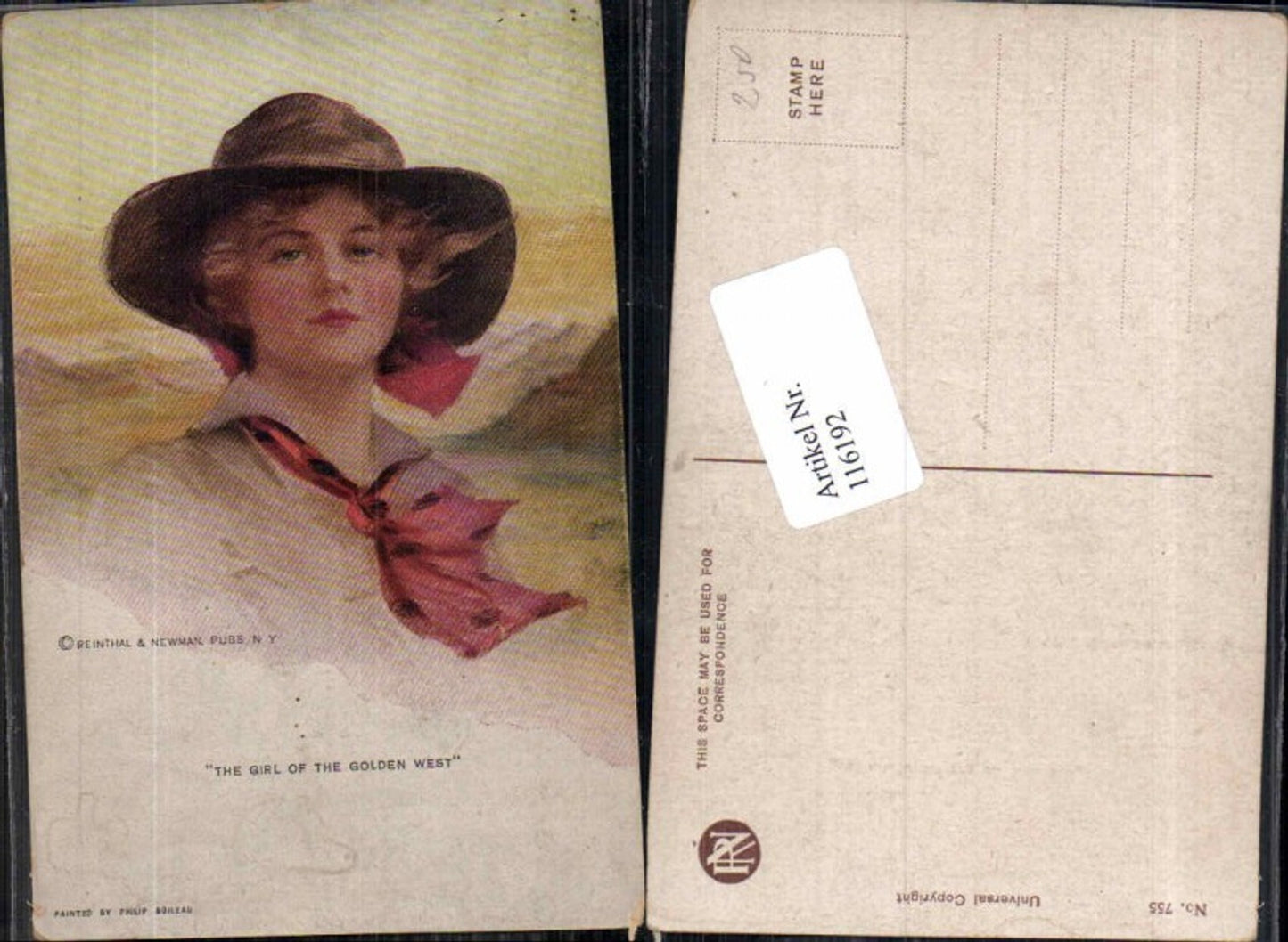 116192,Reinthal & Newman 755 Art Nouveau Jugendstil Frau Hut Hat Glamour