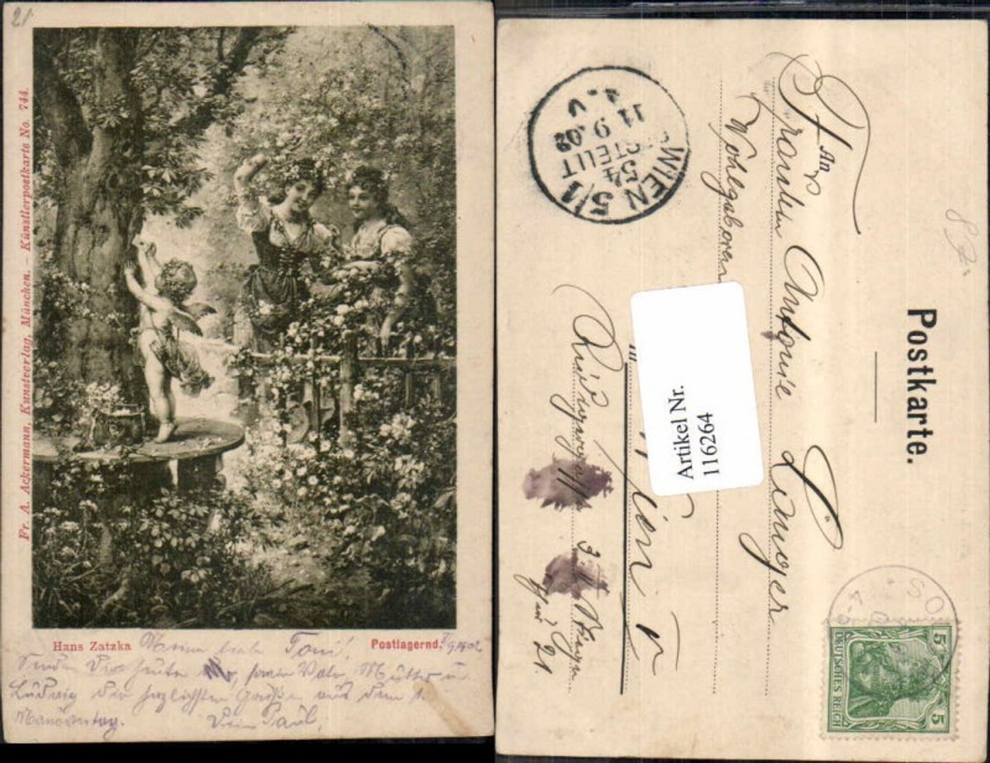 116264,Hans Zatzka Postlagernd Engel Frauen pub Ackermann 744