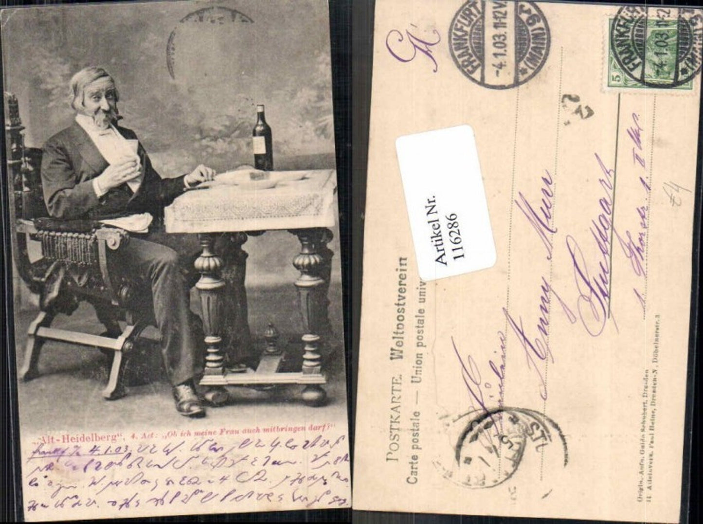 116286,Alt Heidelberg 4. Act. Mann trinkt Wein