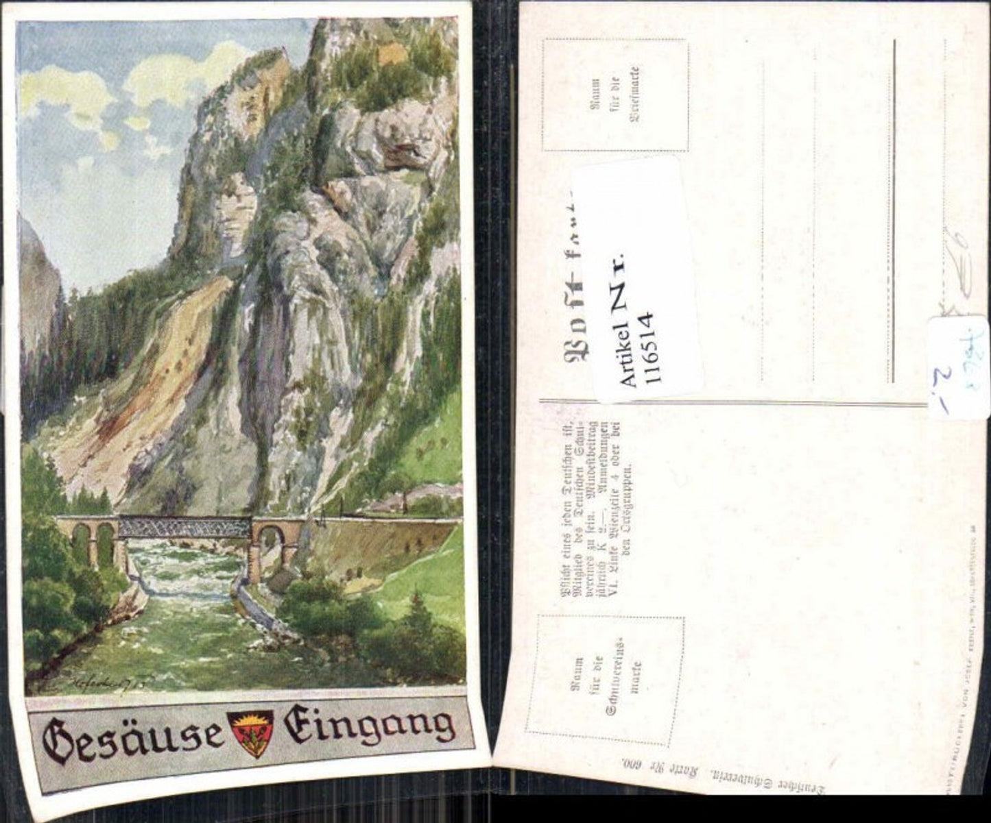 116514,Dt Schulverein 600 E.F. Hofecker Gesäuse Eingang Johnsbach