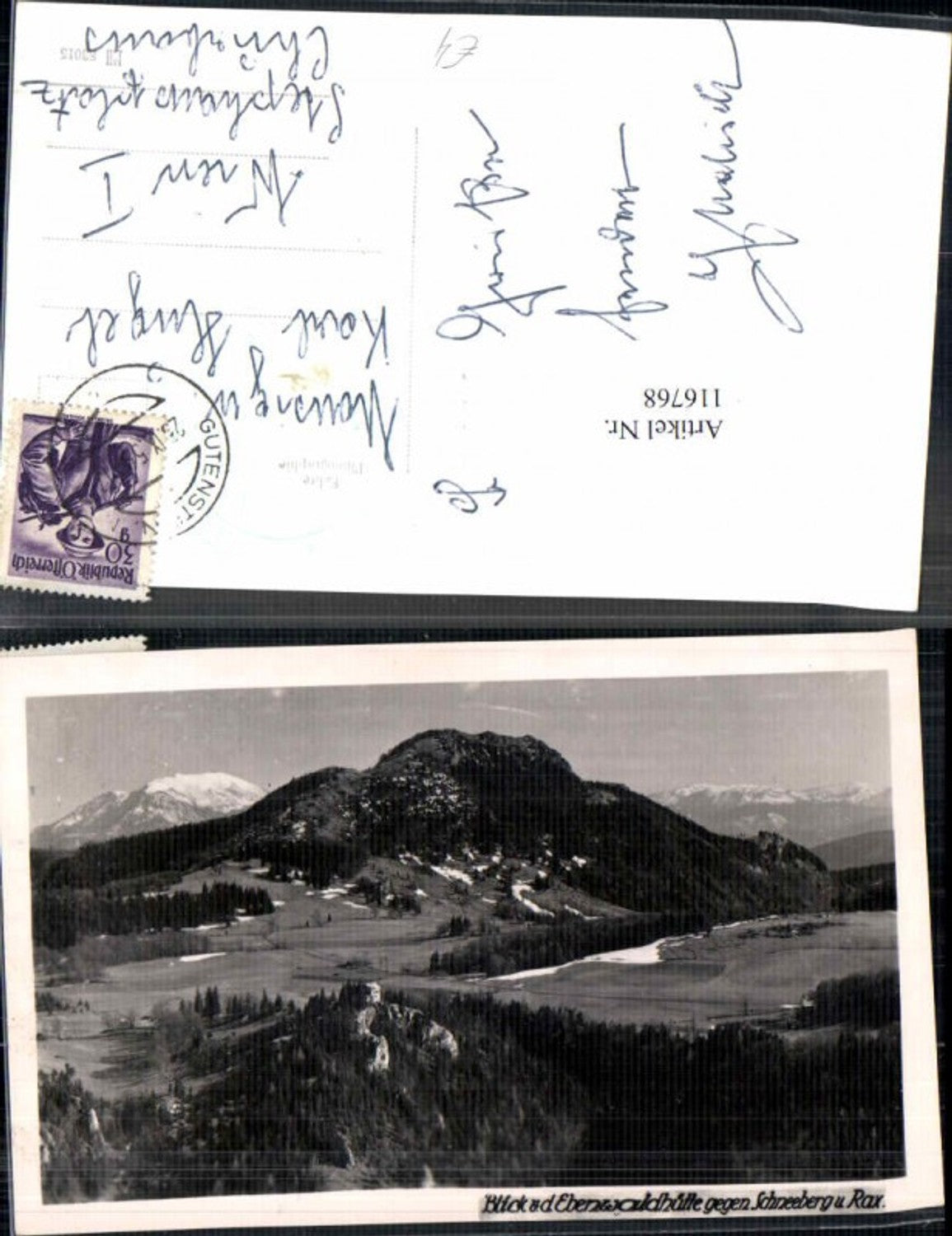 116768,Blick v.d. Ebenwalderhütte gegen Schneeberg Rax Reichenau