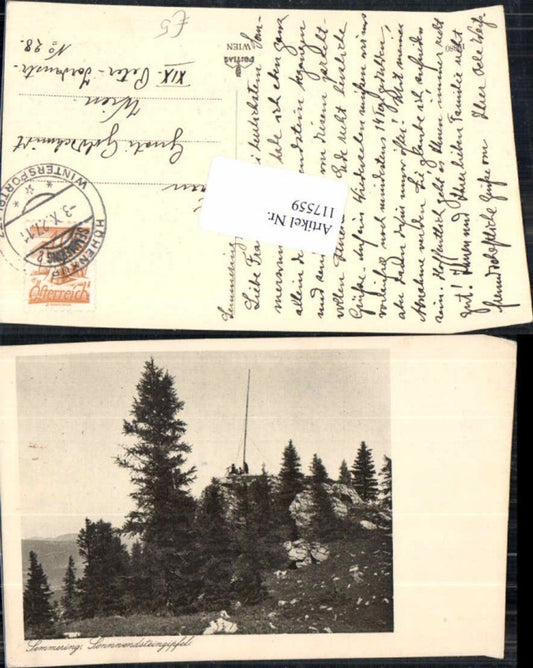 117559,Semmering Sonndwendsteingipfel 1927