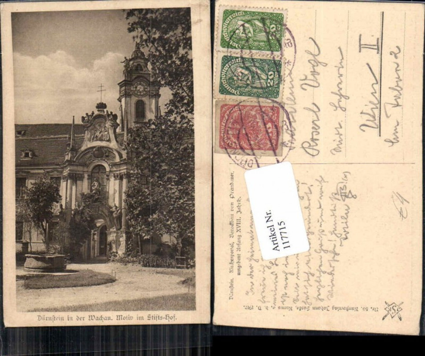 117715,Dürnstein i.d. Wachau Motiv aus dem Stiftshof 1917