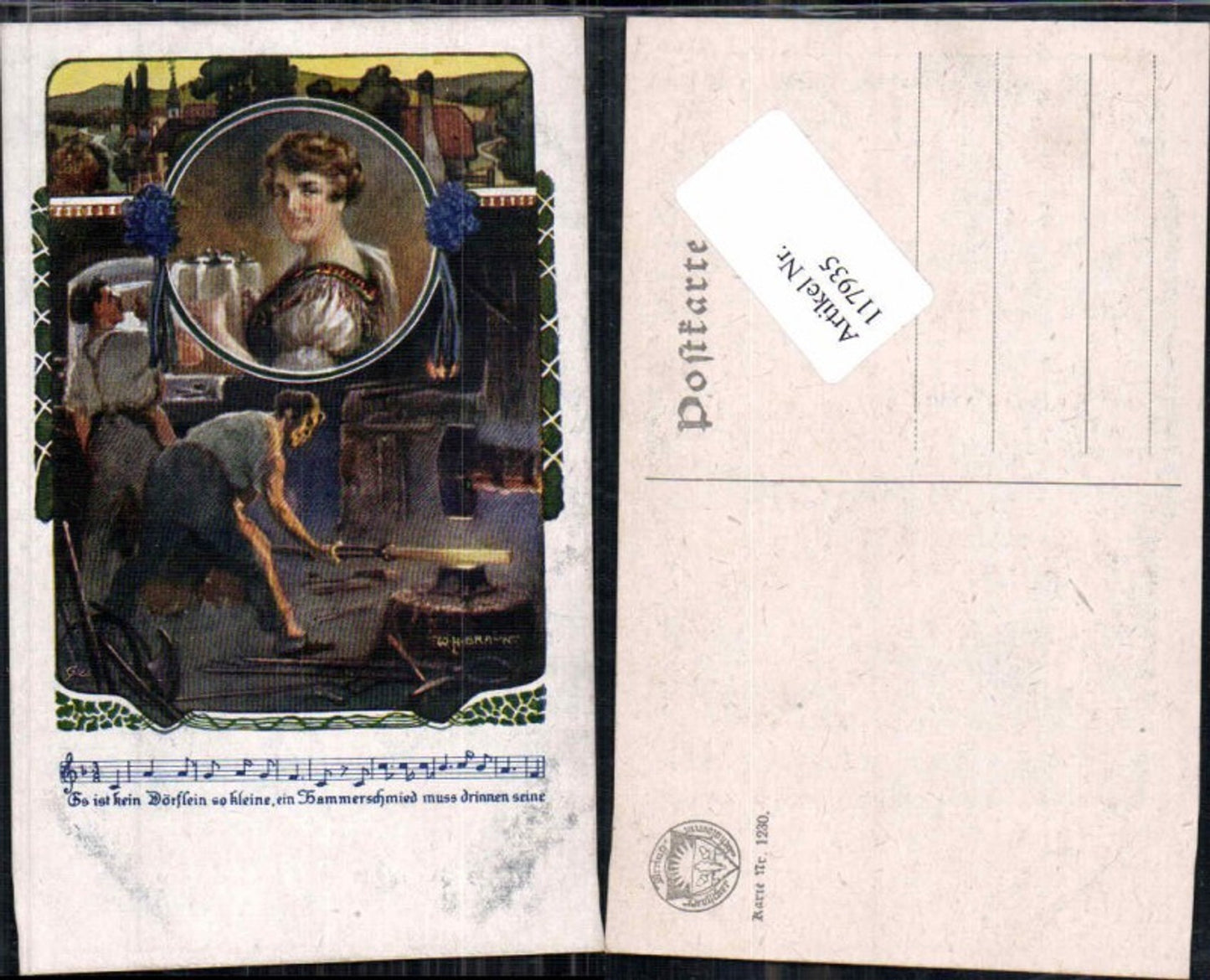 117935,Dt. Schulverein 1230 W.H. Braun Schmied Schmiede FRau Bier Krug