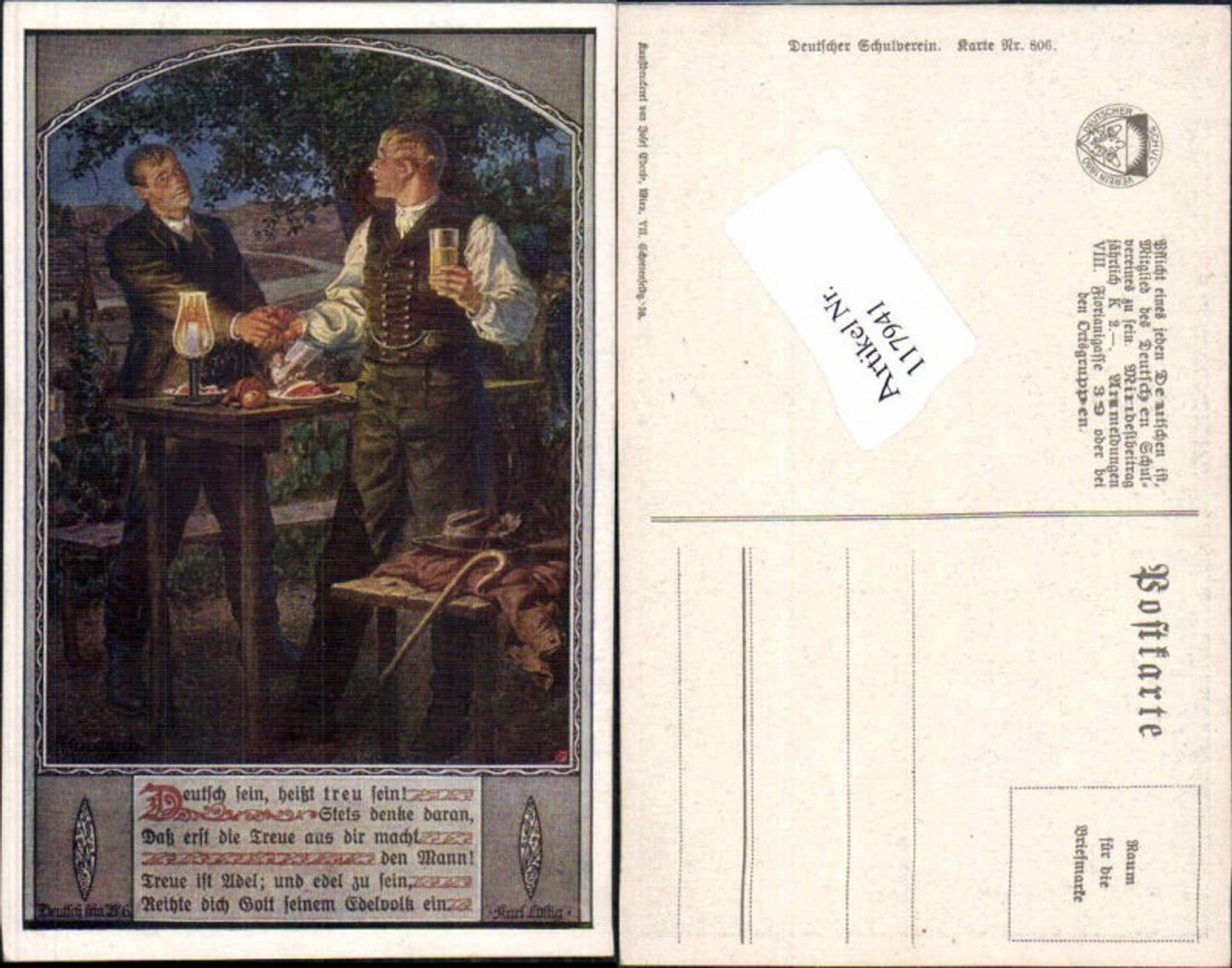 117941,Dt. Schulverein 806 F. Kuderna Wein Männer Essen Deutsch sein heisst