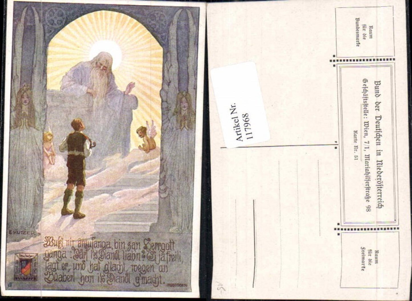 117968,Bund der Deutschen in Niederösterreich 51 Ernst Kutzer Engel Gott Jesus Mann herrgott