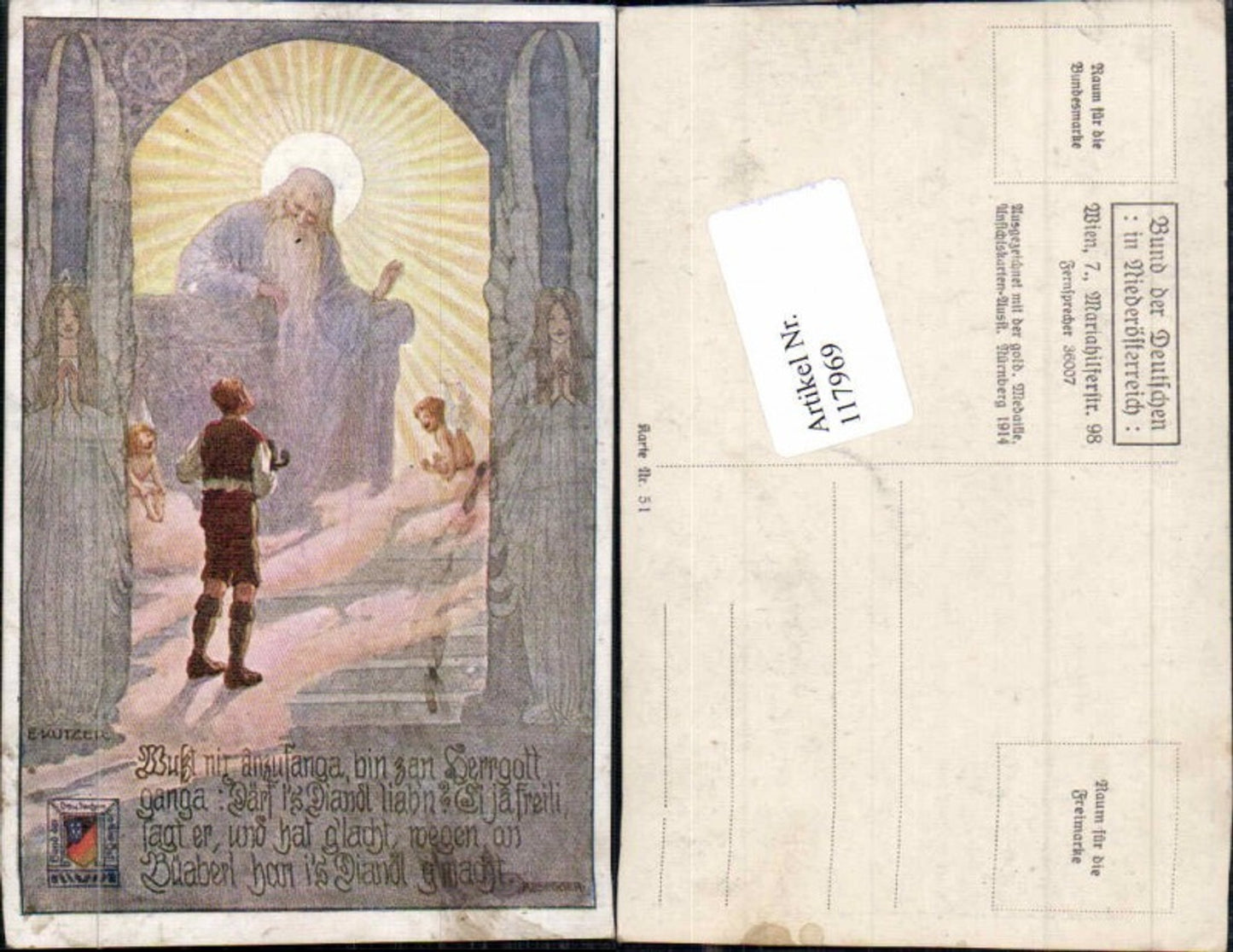 117969,Bund der Deutschen in Niederösterreich 51 Ernst Kutzer Engel Gott Jesus andere Version
