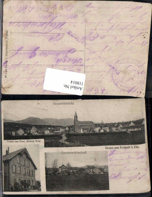 118014,RAR Gruss aus Urmatt im Elsass Gasthaus Hotel zur Post Molsheim Bas Rhin