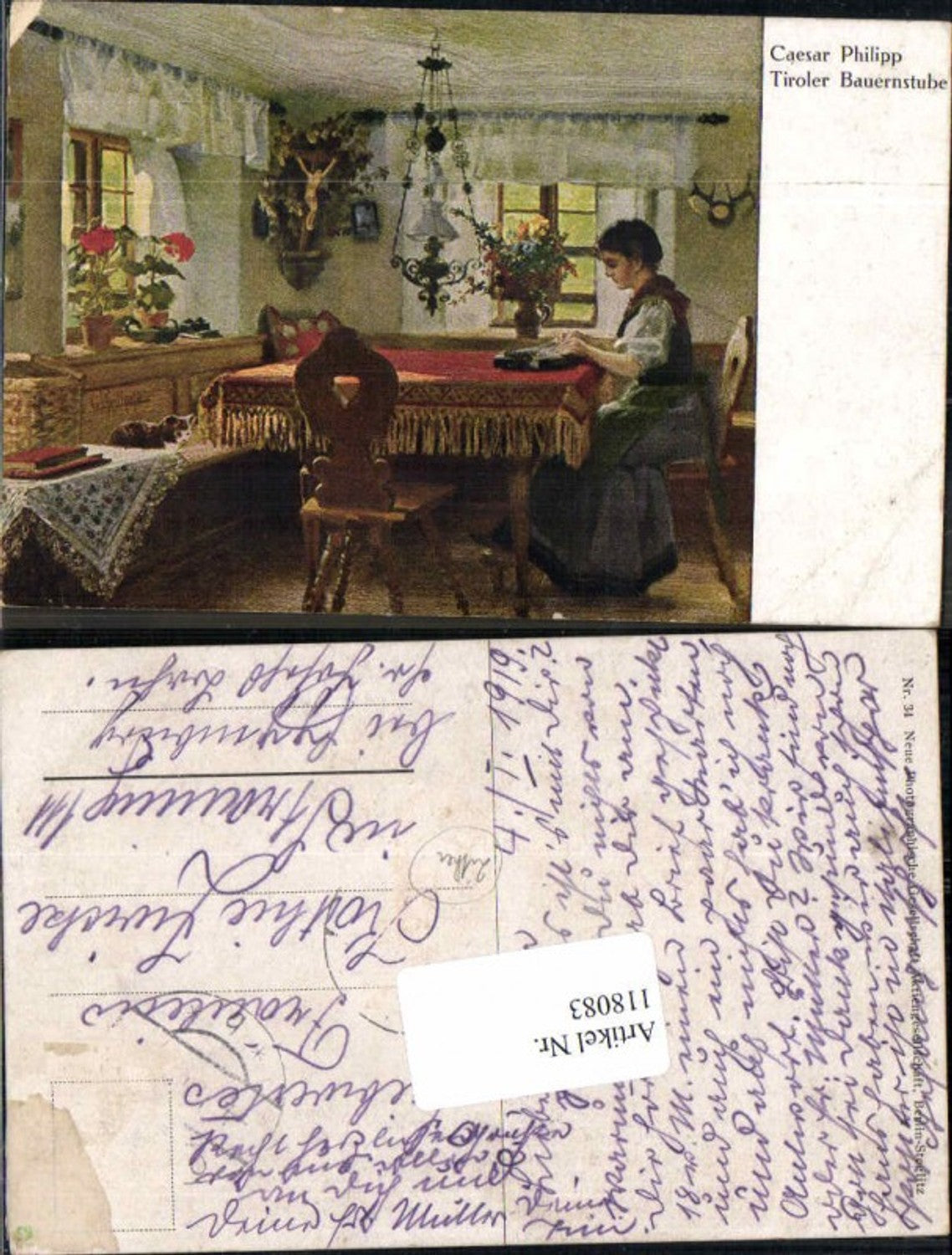 118083,Caesar Philipp Tiroler Bauernstube FRau spielt Zither Tirol Stube Bauernhaus